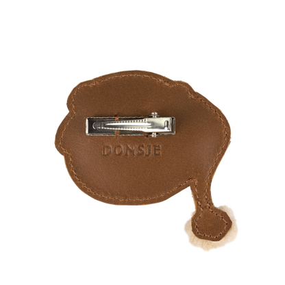 Wonda Hairclip | Christmas Bear | Cognac Classic Leather