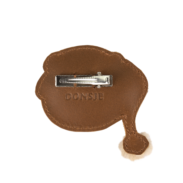 Wonda Hairclip | Christmas Bear | Cognac Classic Leather