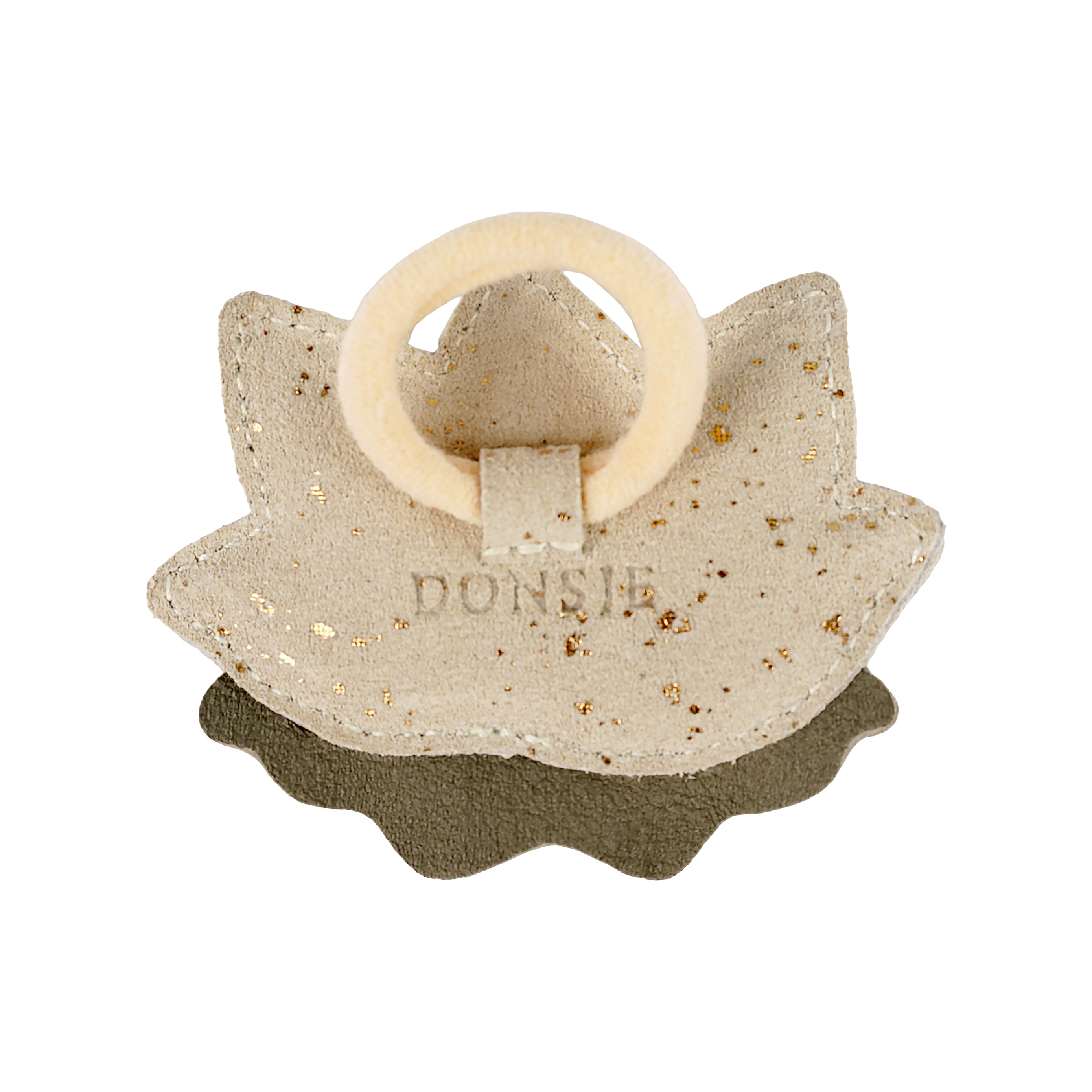 Zaza Fields Hair Tie | Water Lily | Cream Metallic Suede