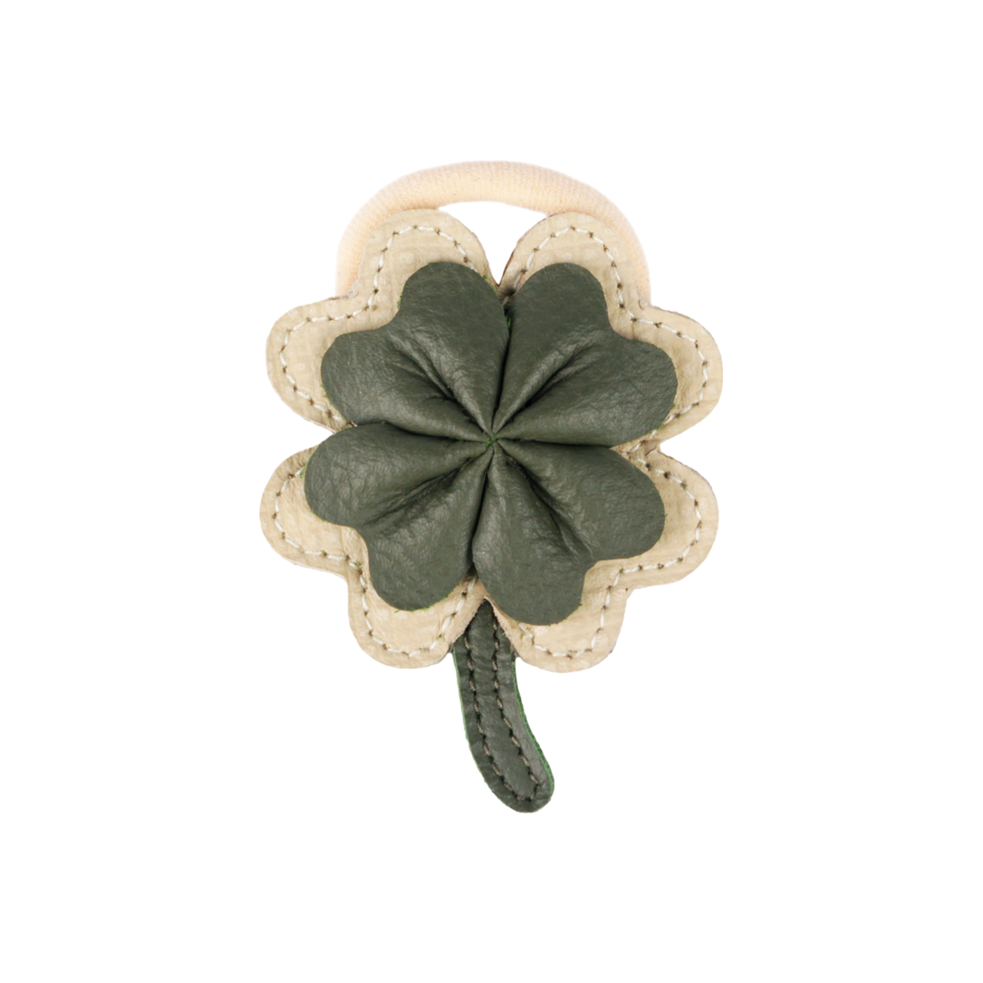 Sina Hair Tie | Four-Leaf Clover | Olive Leather