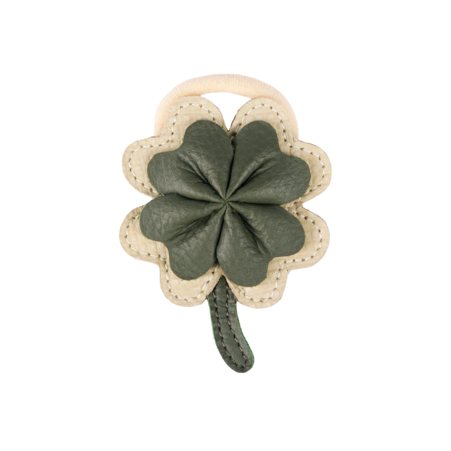 Sina Hair Tie | Four-Leaf Clover | Olive Leather