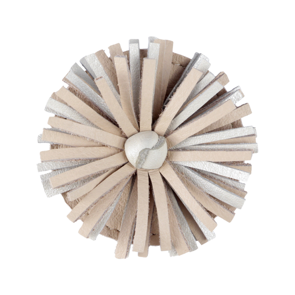 Pomys Hairclip | Off White Metallic Leather