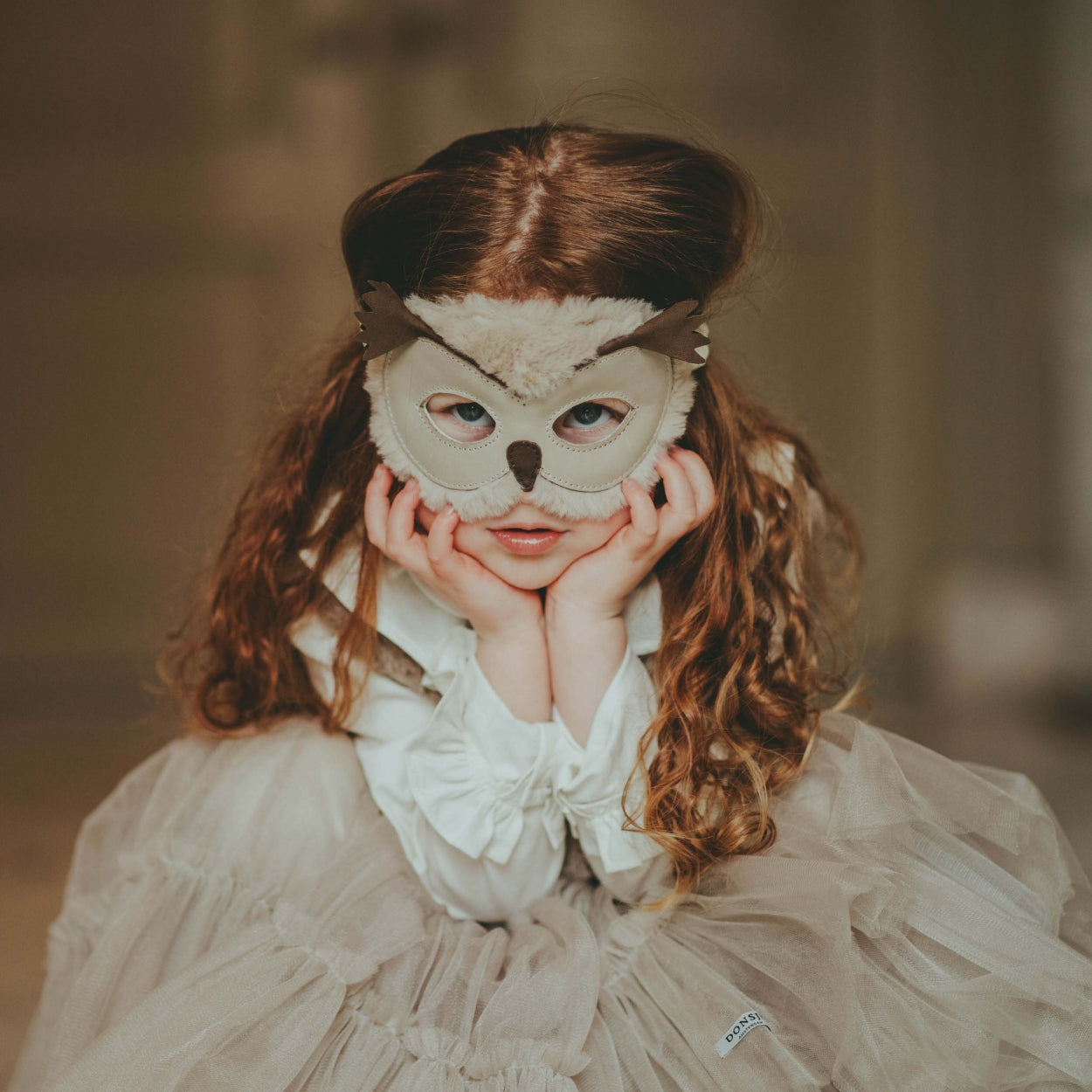 Tieri Mask | Owl | Ivory Classic Leather