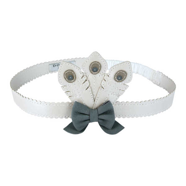 Vellie Headband | Feathers | Off White Metallic Leather