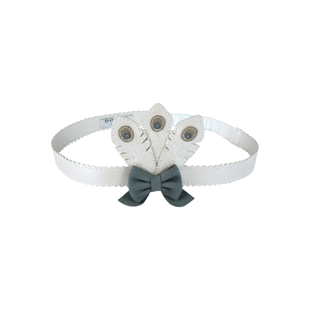Vellie Headband | Feathers | Off White Metallic Leather