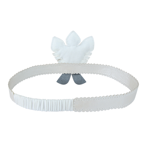 Vellie Headband | Feathers | Off White Metallic Leather