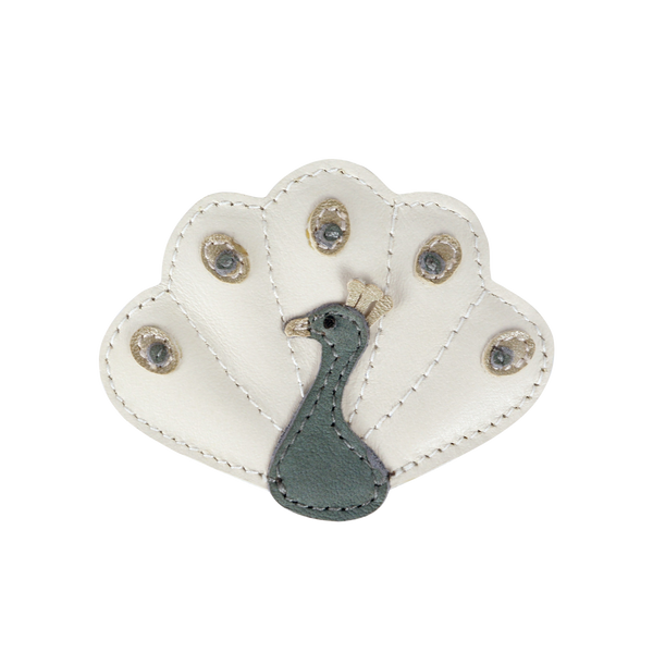 Guar Clip | Peacock | Off White Metallic Leather