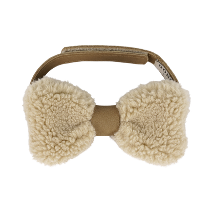 Furro Bow Tie | Beige Curly Faux Fur