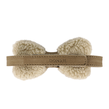 Furro Bow Tie | Beige Curly Faux Fur