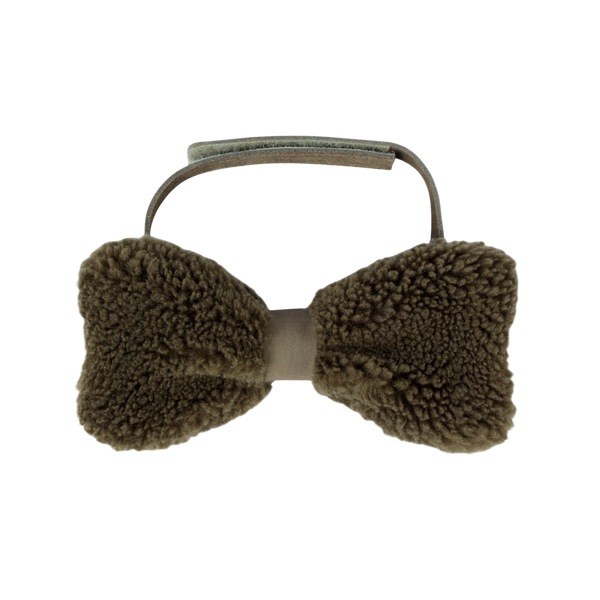 Furro Bow Tie | Stone Curly Faux Fur