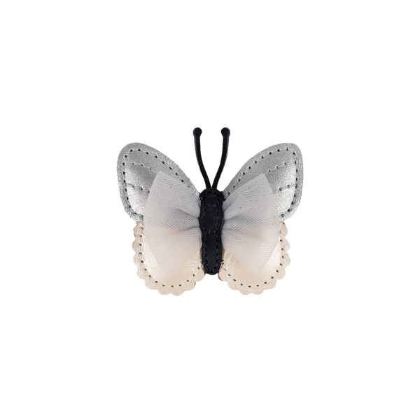 Alja Clip | Vlinder | Silver Grey Metallic Leather