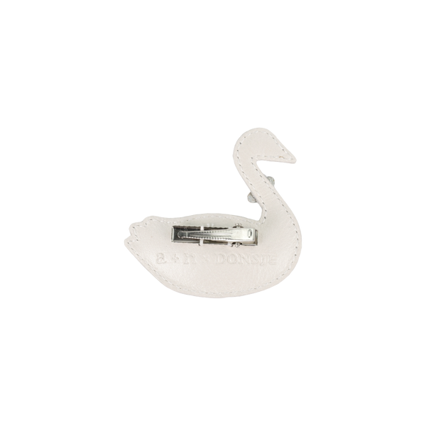 Shimmer Swan Clip | Off White Metallic Leather