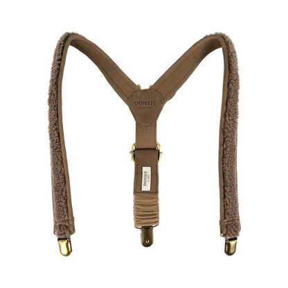 Tjebbe Suspenders | Stag | Hazelnut Curly Faux Fur