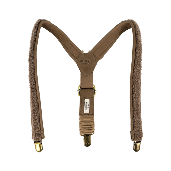 Tjebbe Suspenders | Stag | Hazelnut Curly Faux Fur