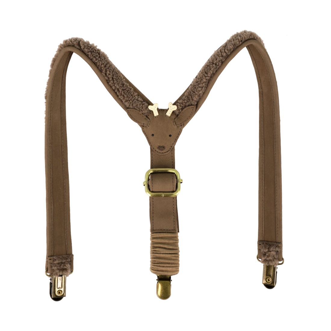 Tjebbe Suspenders | Stag | Hazelnut Curly Faux Fur