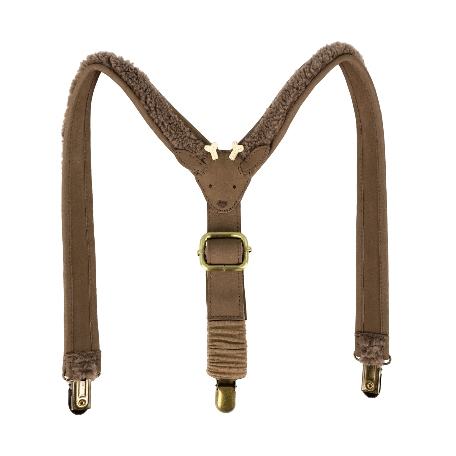 Tjebbe Suspenders | Stag | Hazelnut Curly Faux Fur