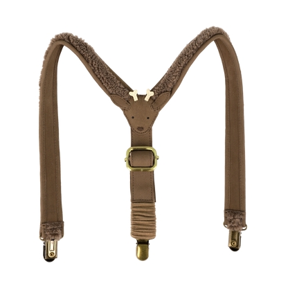 Tjebbe Suspenders | Stag | Hazelnut Curly Faux Fur
