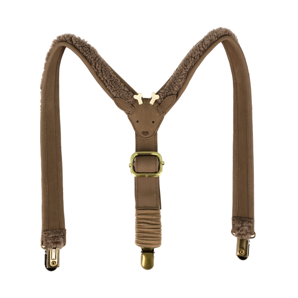 Tjebbe Suspenders | Stag | Hazelnut Curly Faux Fur
