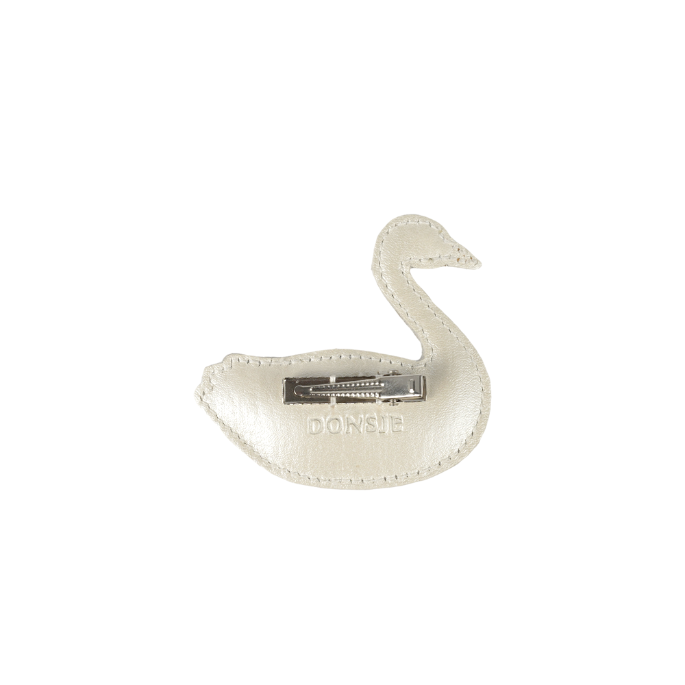 Chiem Clip | Swan | Off White Metallic Leather
