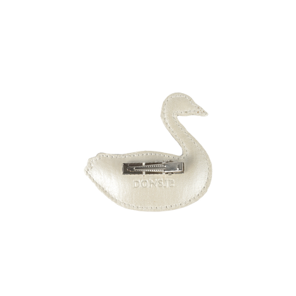 Chiem Clip | Swan | Off White Metallic Leather