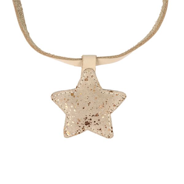 Dieny Necklace | Star | Cream Metallic Suede