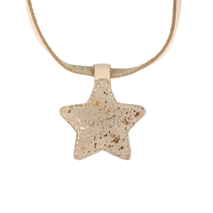 Dieny Necklace | Star | Cream Metallic Suede
