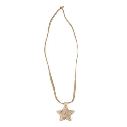 Dieny Necklace | Star | Cream Metallic Suede