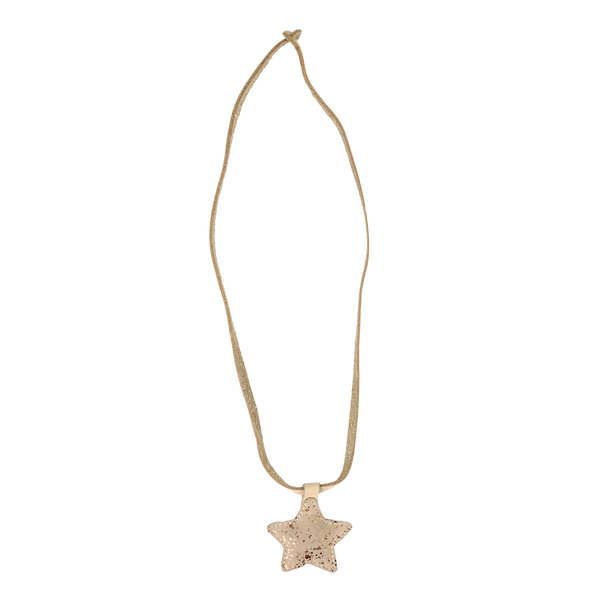 Dieny Necklace | Star | Cream Metallic Suede