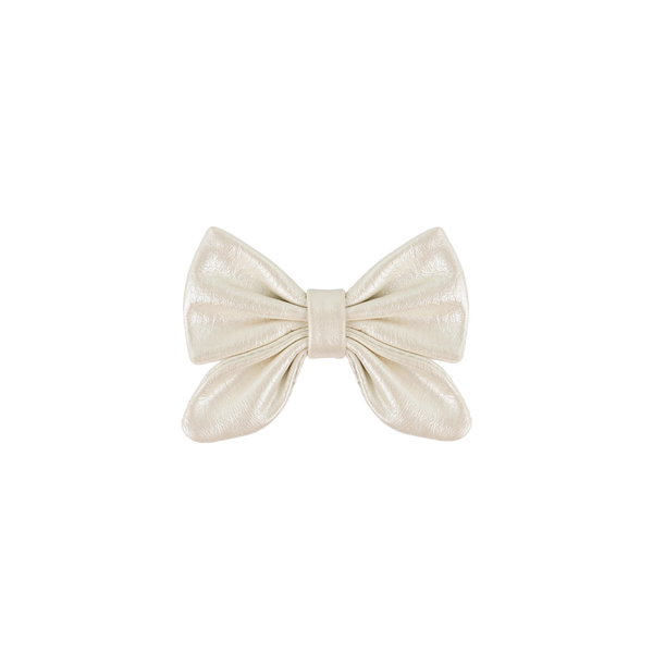 Flooria Clip | Off White Metallic Leather