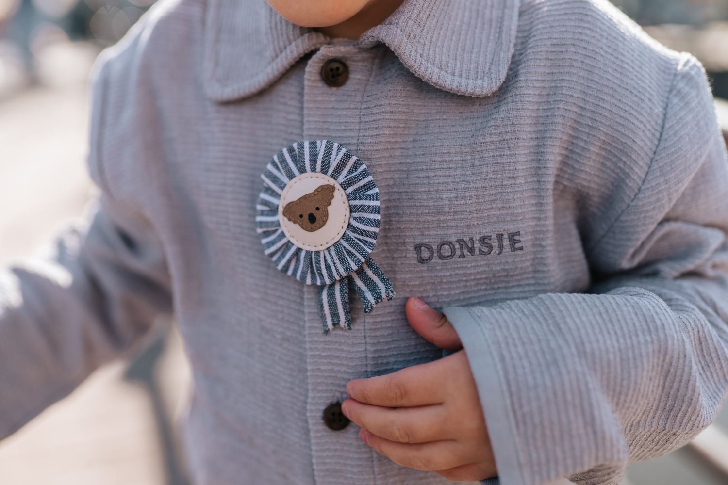 Feis Clip | Koala | Navy - Off-White Striped