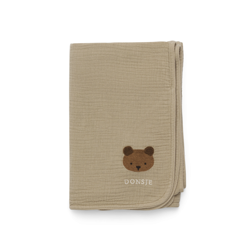 Ploekie Muslin Blanket XL | Bear | Taupe