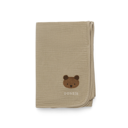 Ploekie Muslin Blanket XL | Bear | Taupe