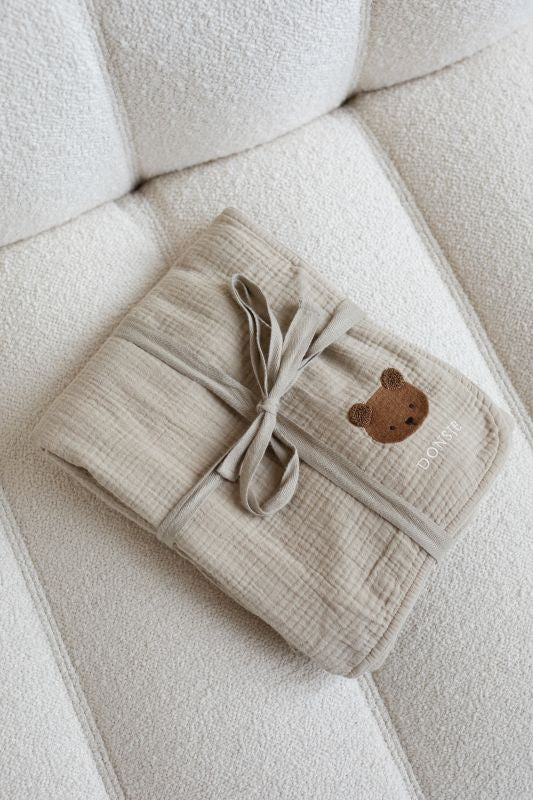 Ploekie Muslin Blanket XL | Bear | Taupe