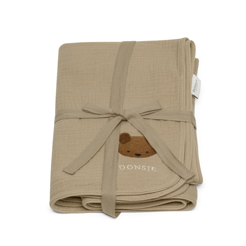 Ploekie Muslin Blanket XL | Bear | Taupe