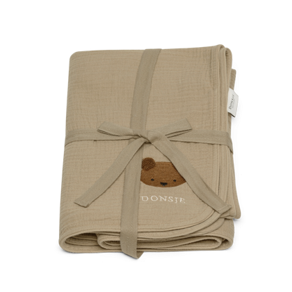 Ploekie Muslin Blanket XL | Bear | Taupe