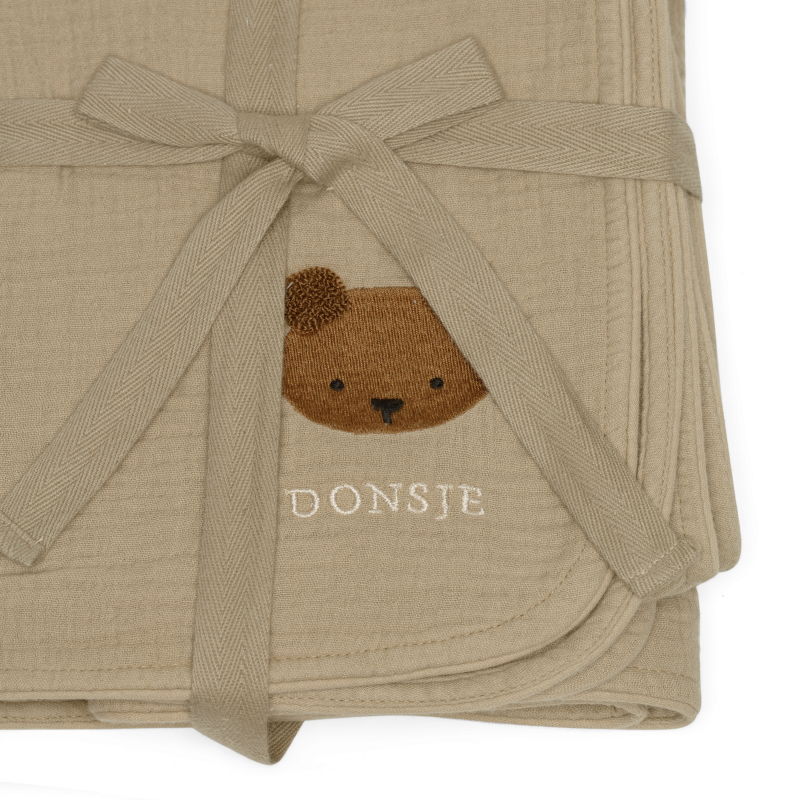 Ploekie Muslin Blanket XL | Bear | Taupe