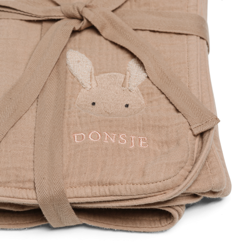 Ploekie Muslin Blanket XL | Fluffy Bunny | Rose Mocha