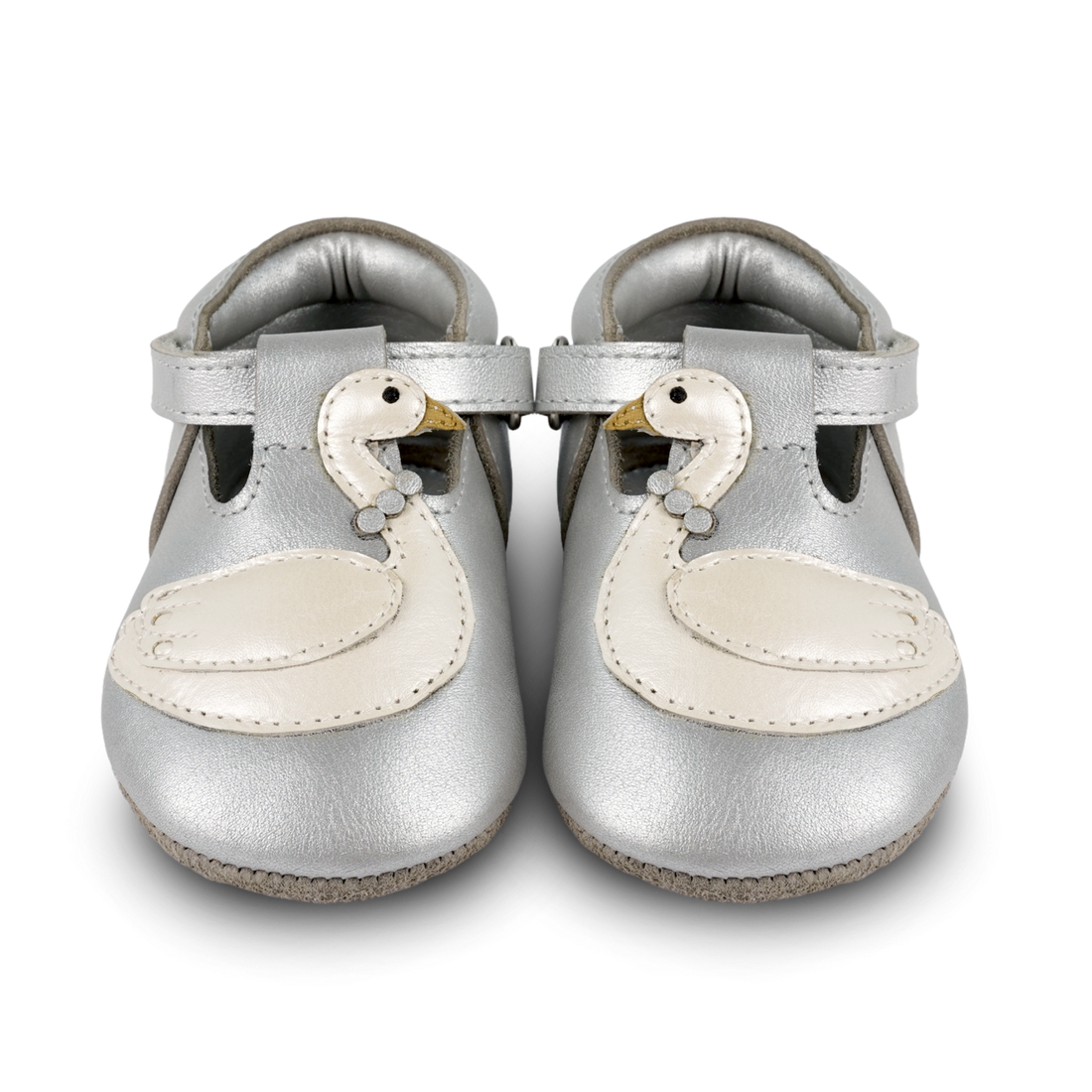 Shimmer Swan Shoes | Silver Grey Metallic Leather