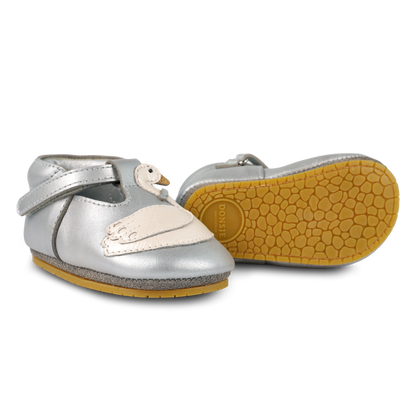 Shimmer Swan Shoes | Silver Grey Metallic Leather