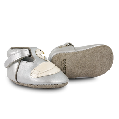 Shimmer Swan Shoes | Silver Grey Metallic Leather