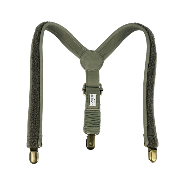 Bay Suspenders | Stone Curly Faux Fur
