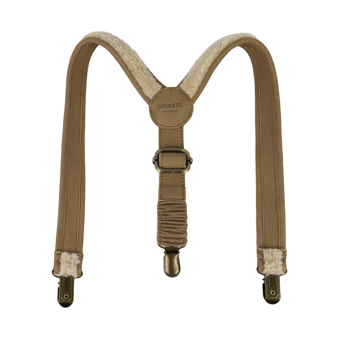 Bay Suspenders | Beige Curly Faux Fur