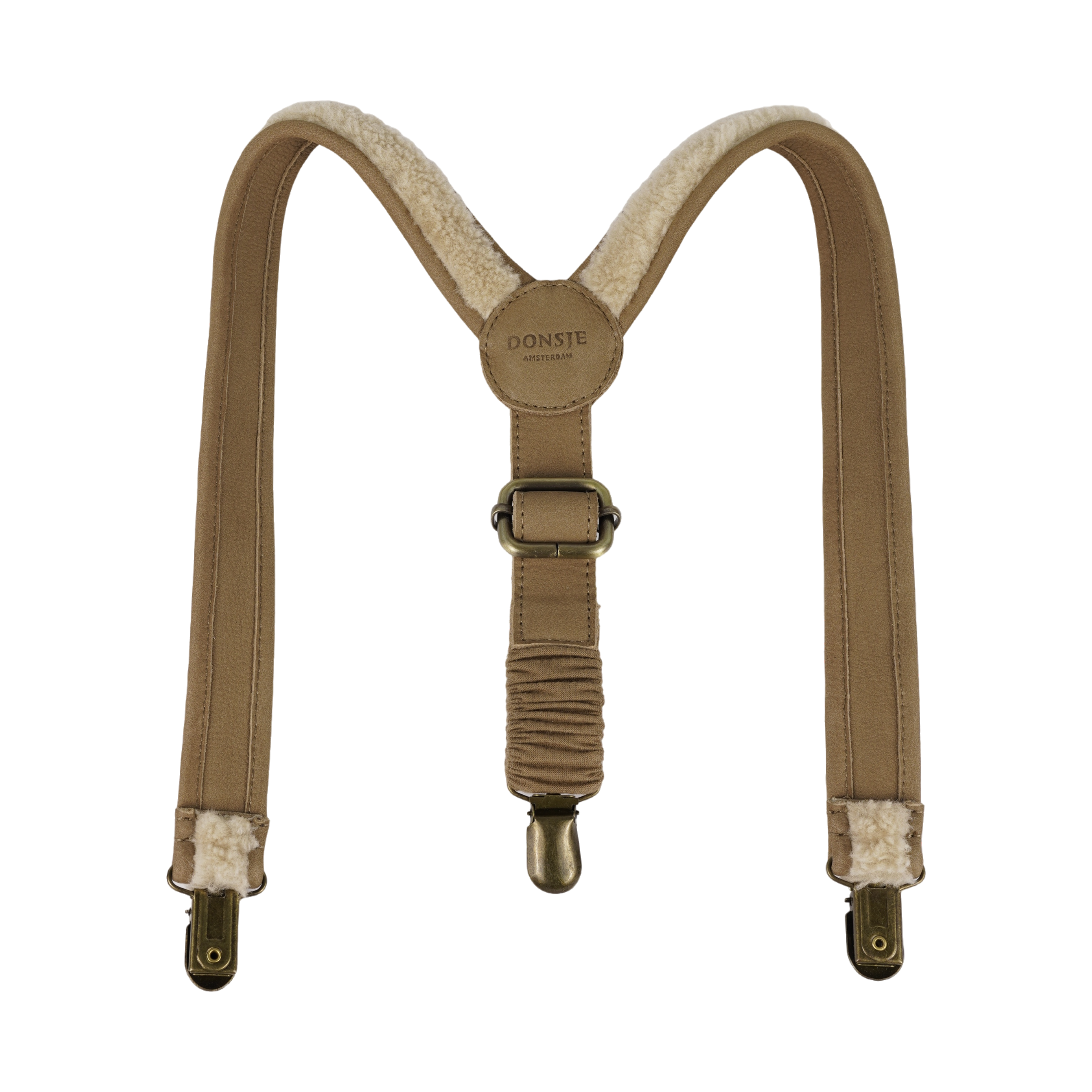 Bay Suspenders | Beige Curly Faux Fur