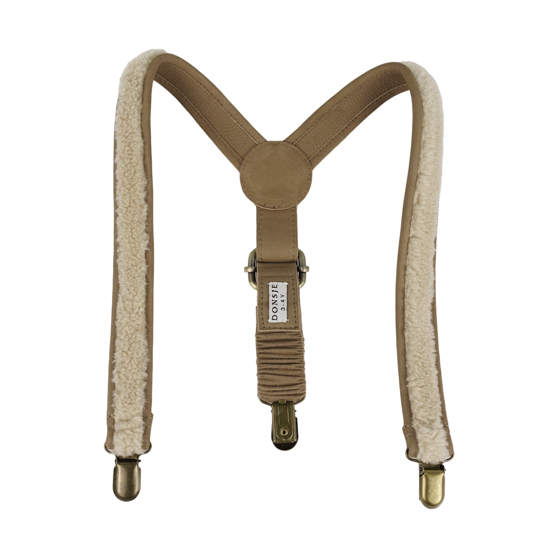 Bay Suspenders | Beige Curly Faux Fur