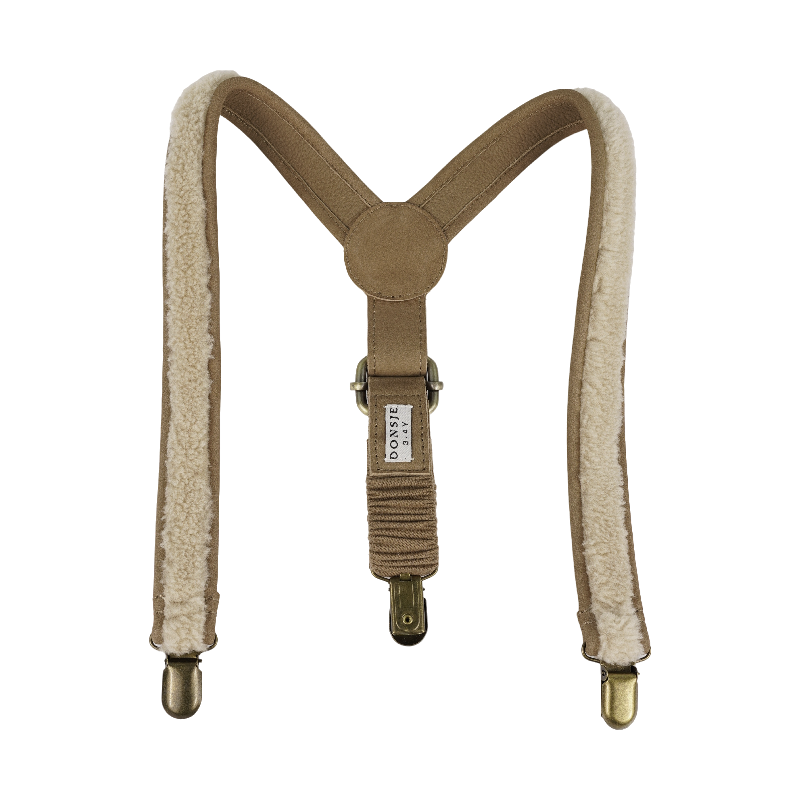 Bay Suspenders | Beige Curly Faux Fur