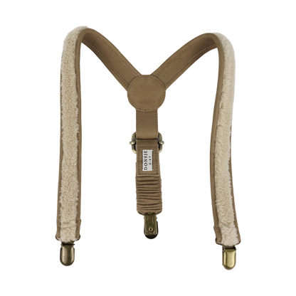 Bay Suspenders | Beige Curly Faux Fur