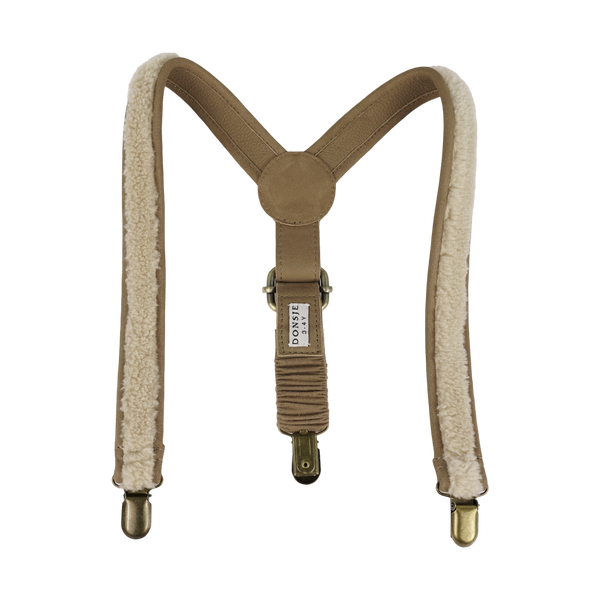 Bay Suspenders | Beige Curly Faux Fur