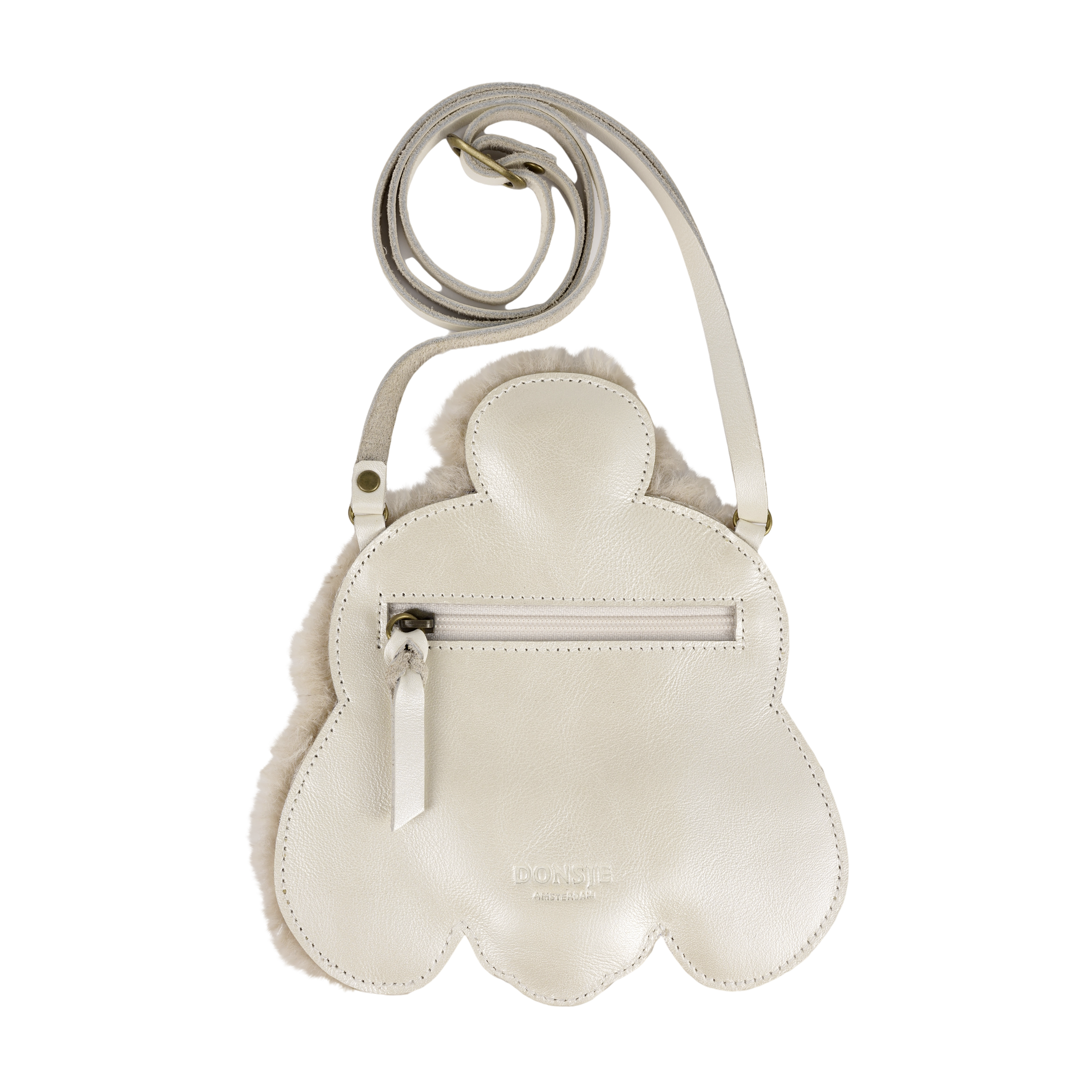 donsje ポシェット dog Britta Exclusive Purse | Poodle | Off White Metallic Leather