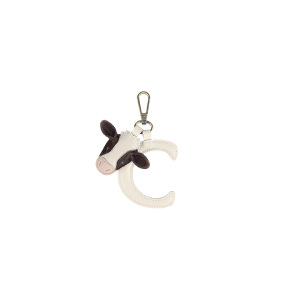 Alphabet Keychain Large | C | Off White Leather
