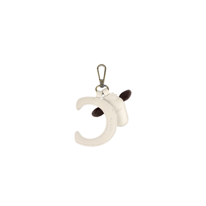 Alphabet Keychain Large | C | Off White Leather